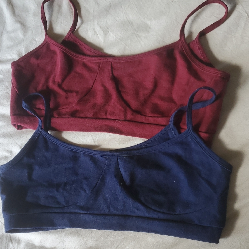 Soul Flower Two Organic Cotton Bralettes NWOT Navy & Burgundy XL